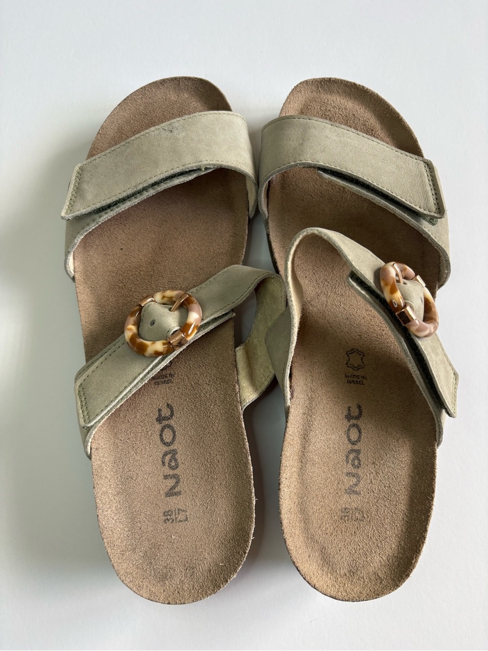 Naot Anabel Women's Sage Green Nubuck Sandals Sz 7 EUC